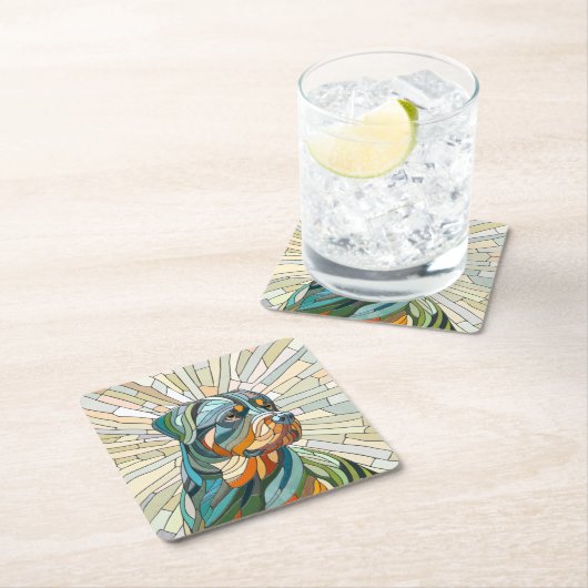 Rottweiler hond - mozaïekkunst kartonnen onderzetters (Insitu)