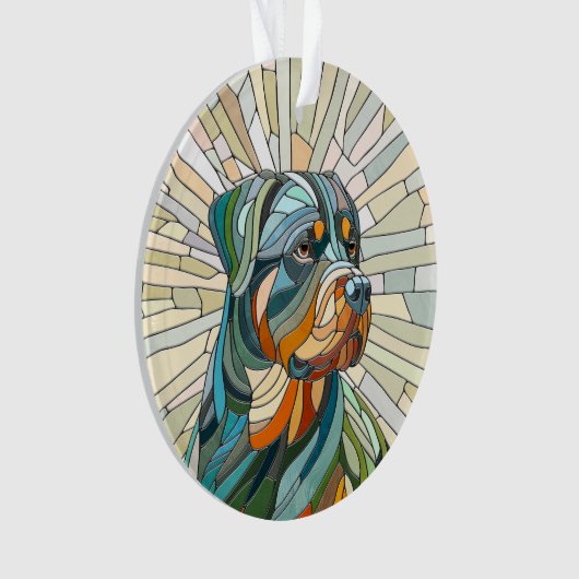 Rottweiler hond - mozaïekkunst ornament (voorkant)
