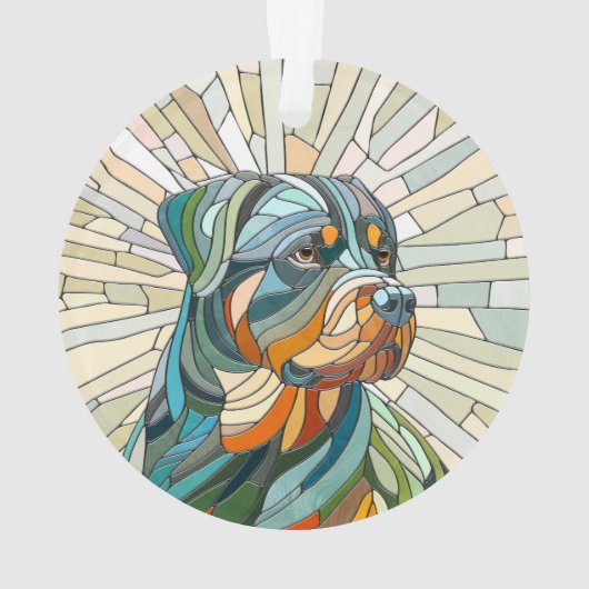 Rottweiler hond - mozaïekkunst ornament (achterkant)
