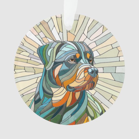Rottweiler hond - mozaïekkunst ornament (voorkant)