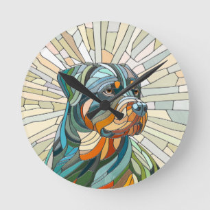 Rottweiler hond - mozaïekkunst ronde klok