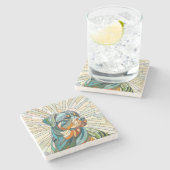 Rottweiler hond - mozaïekkunst stenen onderzetter (Zijkant)