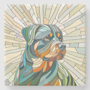 Rottweiler hond - mozaïekkunst stenen onderzetter