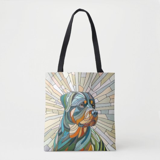 Rottweiler hond - mozaïekkunst tote bag (Voorkant)