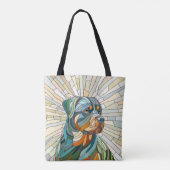 Rottweiler hond - mozaïekkunst tote bag (Achterkant)