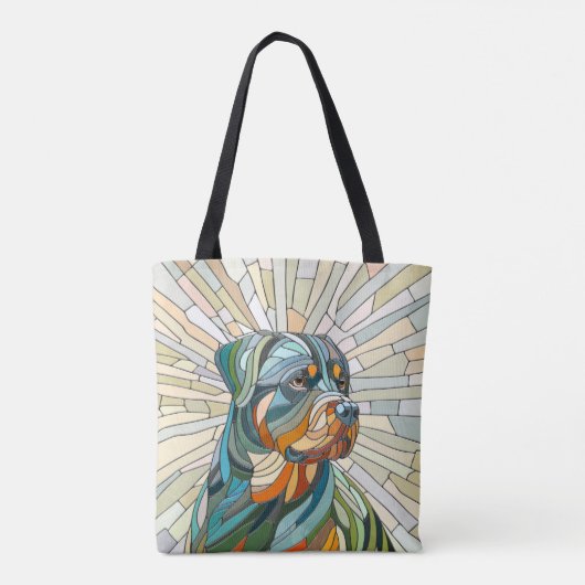 Rottweiler hond - mozaïekkunst tote bag (Achterkant)