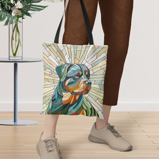 Rottweiler hond - mozaïekkunst tote bag