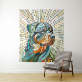 Rottweiler hond - mozaïekkunst wandkleed