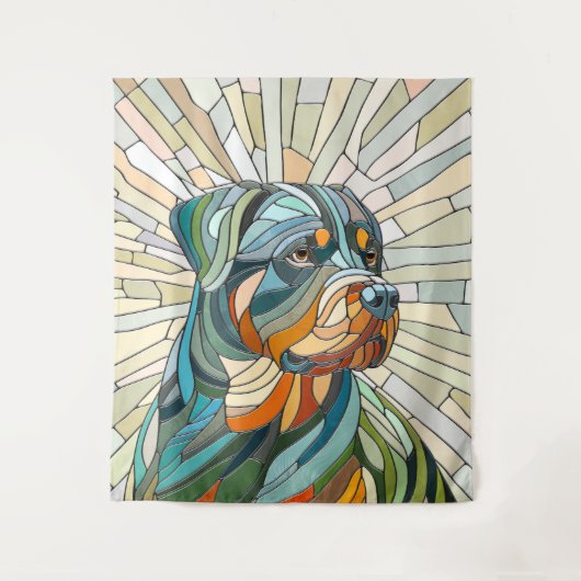 Rottweiler hond - mozaïekkunst wandkleed (Voorkant)