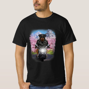 rottweiler hond op motortournee japanese sakura t-shirt