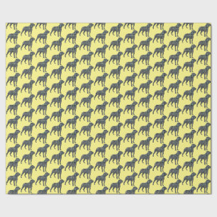 Rottweiler Hond Silhouet Geel/Blauw Raster Geel Cadeaupapier