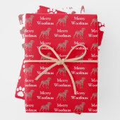 Rottweiler Hond Silhouet Rood Merry Woofmas Inpakpapier Vel (In situ)