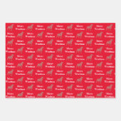 Rottweiler Hond Silhouet Rood Merry Woofmas Inpakpapier Vel (Voorkant)