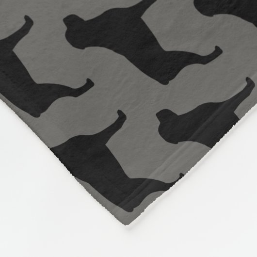 Rottweiler Hond Silhouetten Patroon Grijs en Zwart Fleece Deken (Hoek)