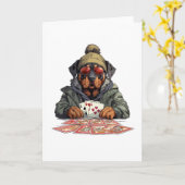 Rottweiler Hond Speelkaarten Kaart (Gele Bloem)