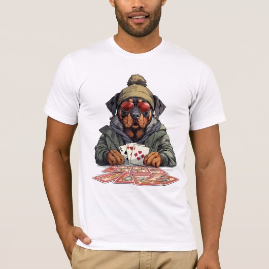 Rottweiler Hond Speelkaarten T-shirt (Voorkant)