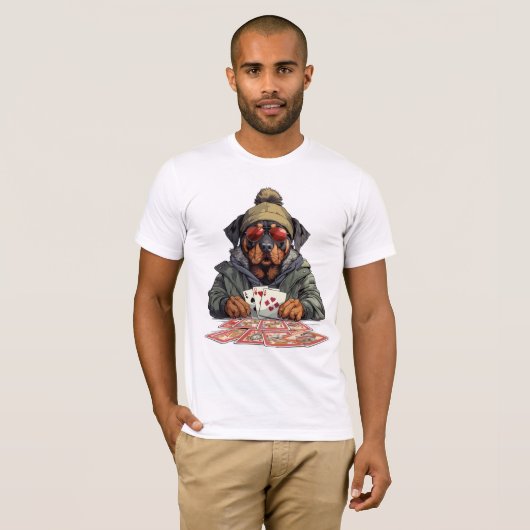 Rottweiler Hond Speelkaarten T-shirt (Voorkant volledig)