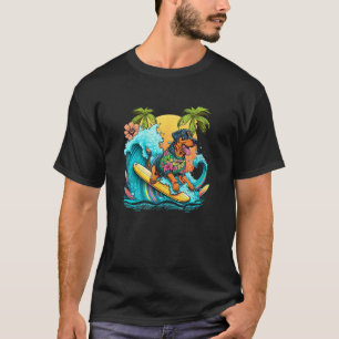 Rottweiler-hond surfen met ananaspatroon t-shirt