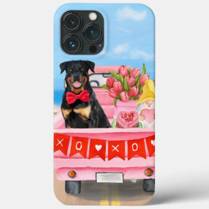 Rottweiler-hond Valentijnsdag Truck Harten Case-Mate iPhone Case