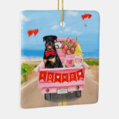 Rottweiler-hond Valentijnsdag vrachtwagen harten Keramisch Ornament (Rechts)
