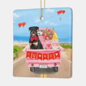 Rottweiler-hond Valentijnsdag vrachtwagen harten Keramisch Ornament (Links)