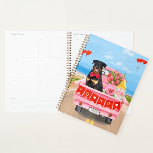 Rottweiler hond Valentijnsdag vrachtwagen harten Planner (Display)