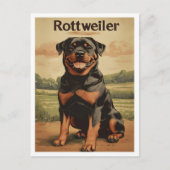Rottweiler Hond Vintage Kunst Briefkaart (Voorkant)