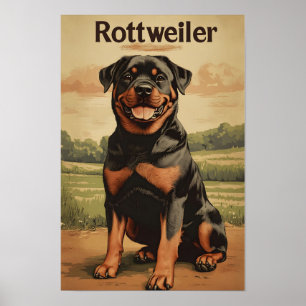 Rottweiler Hond Vintage Kunst Poster