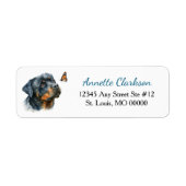 Rottweiler Hond Vlinder Wonder Etiket (Voorkant)