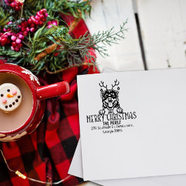 Rottweiler Hond Vrolijk Kerstmis Retouradres Rubberstempel