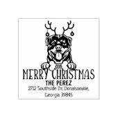 Rottweiler Hond Vrolijk Kerstmis Retouradres Rubberstempel (Afrduk)