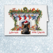 Rottweiler Hond Wacht op Kerstmis Open haard