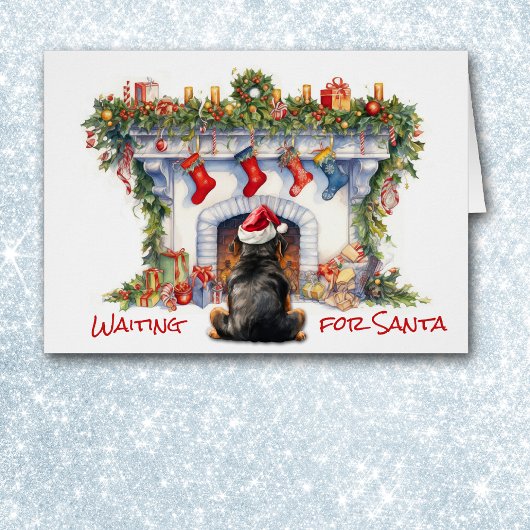 Rottweiler Hond Wacht op Kerstmis Open haard