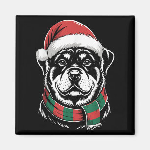 Rottweiler Hond Xmas Kerstmuts Sjaal Kerst Kostuum Magneet