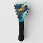 Rottweiler hond zwemmen in water 005 golfheadcover (Voorkant)