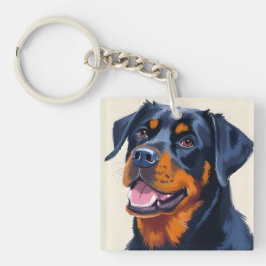 Rottweiler | Honden-aquarel Huisdier Schilderij Sleutelhanger