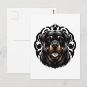 Rottweiler Honden Gezicht Briefkaart (Voorkant / Achterkant)