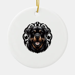 Rottweiler Honden Gezicht Keramisch Ornament