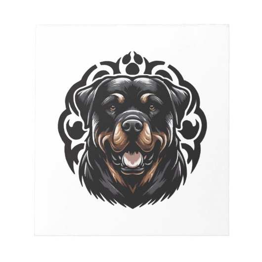 Rottweiler Honden Gezicht Notitieblok (Voorkant)