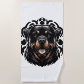 Rottweiler Honden Gezicht Strandlaken (Voorkant)