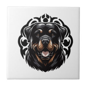 Rottweiler Honden Gezicht Tegeltje