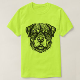 Rottweiler Honden Gezicht - Zwarte Lijn Kunst T-shirt