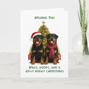 Rottweiler Honden Kerstmis Feestdagen Kaart