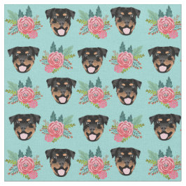Rottweiler-honden nertsen en roze floralen stof