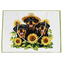 Rottweiler honden omringd door zonnebloemen groot cadeauzakje