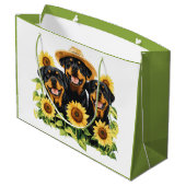 Rottweiler honden omringd door zonnebloemen groot cadeauzakje (Achterkant Gekanteld)