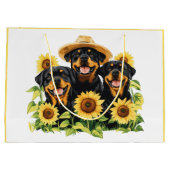 Rottweiler honden omringd door zonnebloemen groot cadeauzakje (Achterkant)