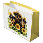 Rottweiler honden omringd door zonnebloemen groot cadeauzakje (Achterkant Gekanteld)