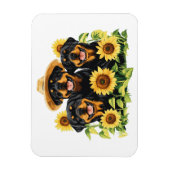 Rottweiler honden omringd door zonnebloemen magneet (Verticaal)