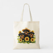 Rottweiler honden omringd door zonnebloemen tote bag (Achterkant)